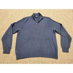 Vintage Polo Ralph Lauren Sweater Mens 2XL Blue Quarter‎ Zip Pullover Pima Pony